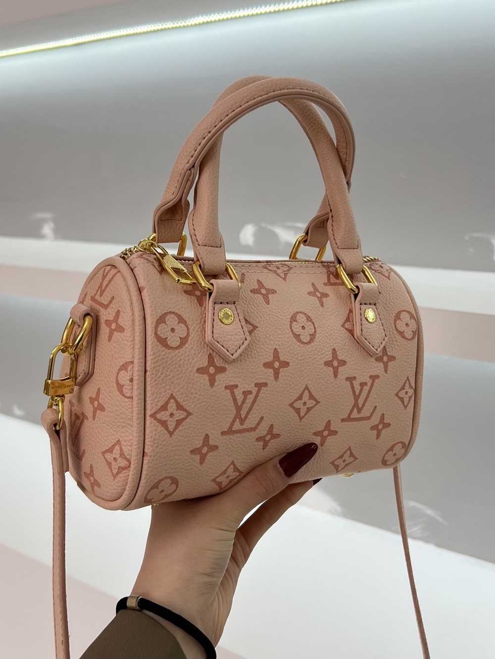 Pink Monogram Mini Barrel Bag